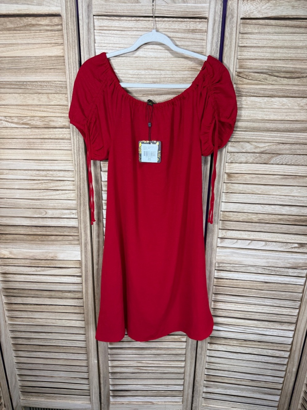Alex & Parker Red Off-the-Shoulder Short Sleeve Dress New With Tags Size S